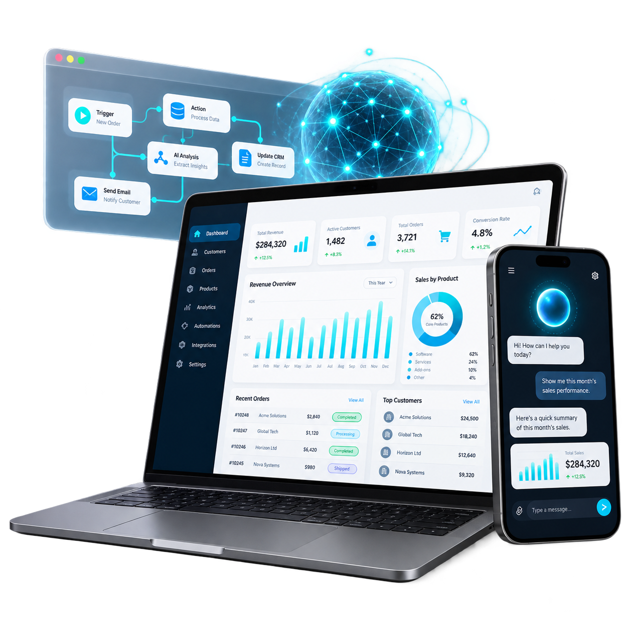 AI and custom software device mockup